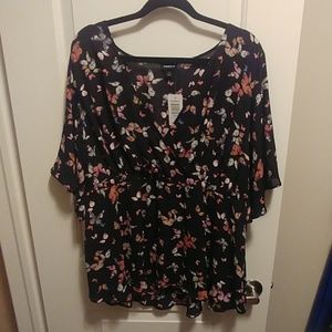 Lily black Butterfly Georgette Babydoll Blouse